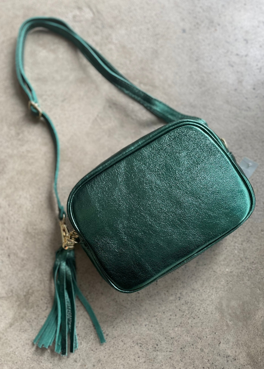 Crossbody Bag - Metallic Oil Green