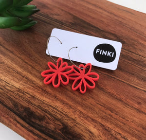 Flower Silhouette Hoops