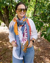 Load image into Gallery viewer, Bella Botanical Scarf - Blue