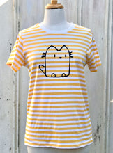 Load image into Gallery viewer, Ladies Tee - Cat - Yellow Stripe