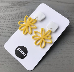 Yellow, Flower silhouette, Earrings