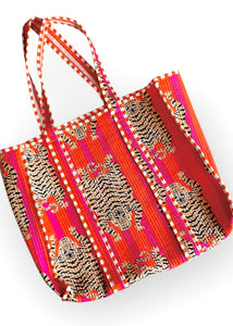 Quilted Tote Bag - Pink Tiger