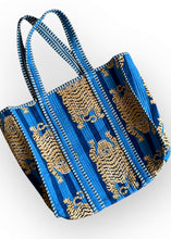 Load image into Gallery viewer, Quilted Tote Bag - Blue Tiger