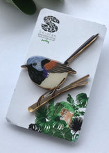 Load image into Gallery viewer, Variegated Fairy Wren Brooch