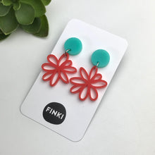 Load image into Gallery viewer, Red, Flower silhouette, Earrings