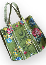 Load image into Gallery viewer, Quilted Tote Bag - Green Flowers