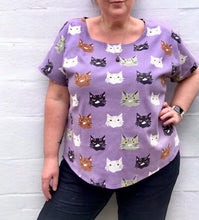 Load image into Gallery viewer, Boxy tee, Lilac Cats