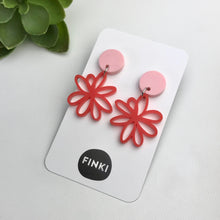 Load image into Gallery viewer, Red, Flower silhouette, Earrings
