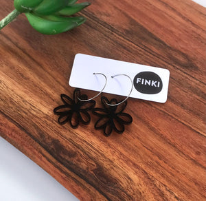 Flower Silhouette Hoops