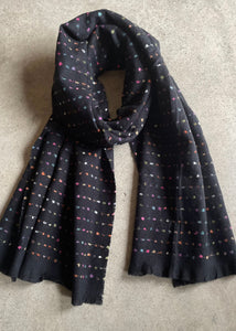 Winter Scarf - Woven Dot Black