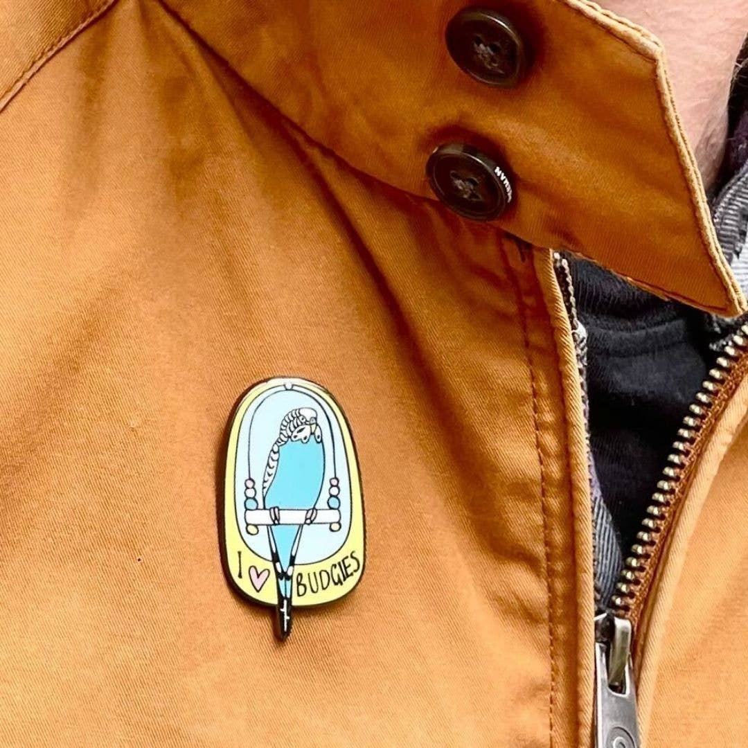 I Love Budgies Enamel Pin – Finki Handmade