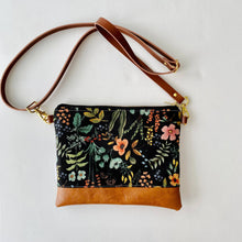 Load image into Gallery viewer, Small Crossbody Bag - Black Botanical Floral