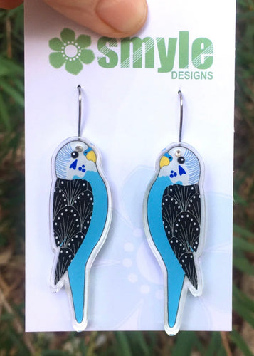 Blue Budgie Earrings