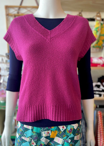 Evie Cotton Knit Vest - Cerise