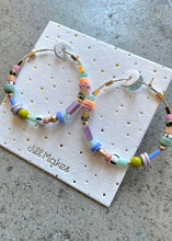 Load image into Gallery viewer, Large Pastel Beaded Hoops