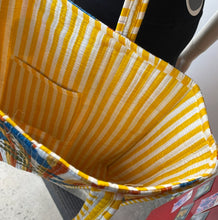 Load image into Gallery viewer, Quilted Tote Bag - Yellow Stripe