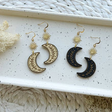 Load image into Gallery viewer, Harvest Moon Earrings, Coal