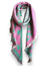 Load image into Gallery viewer, Winter Scarf - Dots - Teal/pink