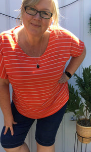 Boxy top, Red Stripe - XL