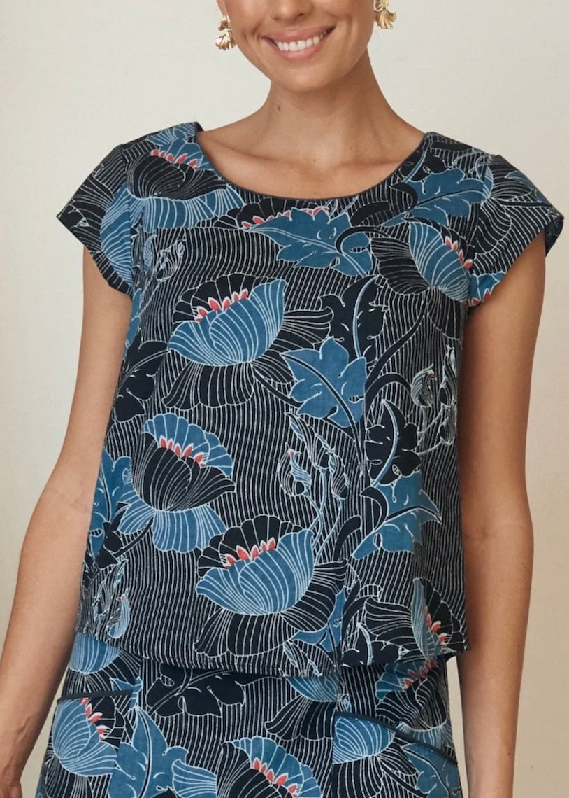 Remi Top - Lotus Dark Navy