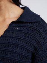 Load image into Gallery viewer, Linden Open Collar Knit - Navy