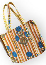 Load image into Gallery viewer, Quilted Tote Bag - Yellow Stripe