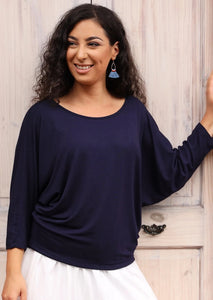 Batwing Top - Navy Blue