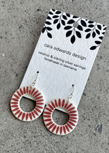 Load image into Gallery viewer, Red Flower Hoop Earrings