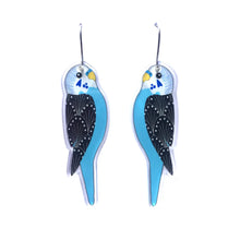 Load image into Gallery viewer, Blue Budgie Earrings