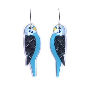 Blue Budgie Earrings
