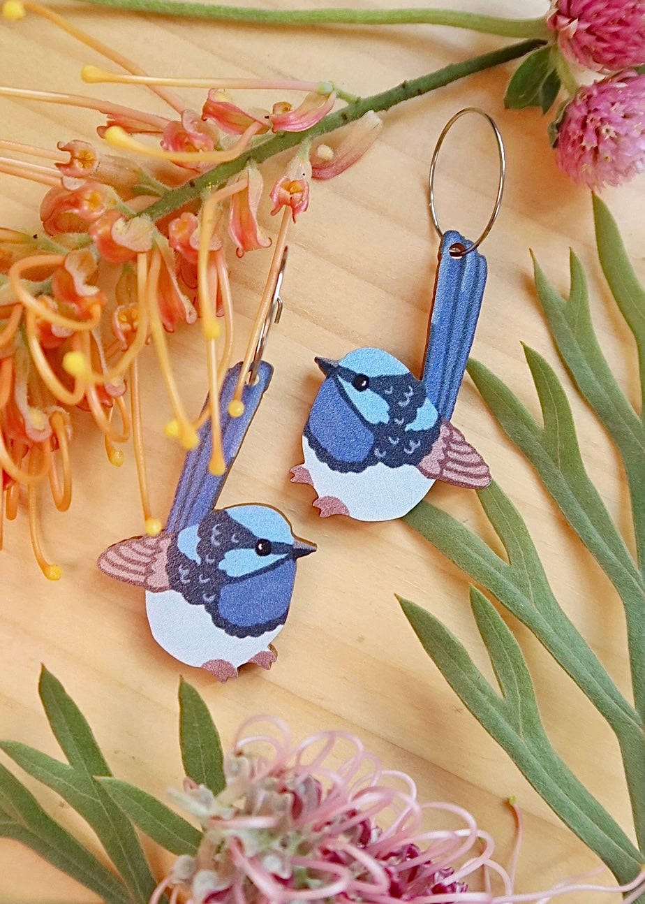 Blue Wren Earrings