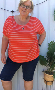 Boxy top, Red Stripe - XL