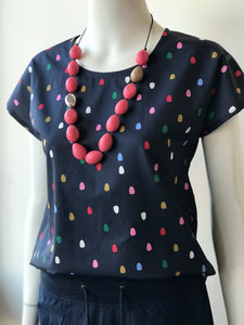 Boxy top, Multi Spots Navy