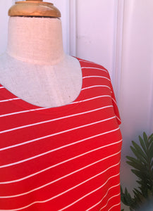 Boxy top, Red Stripe - XL