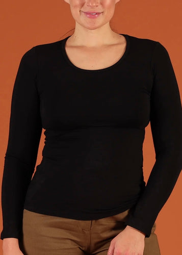 Round Neck L\S Top - Black