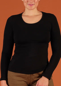 Round Neck L\S Top - Black