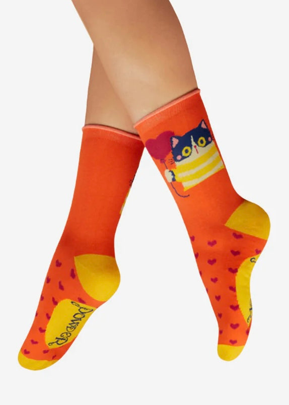 Startled Kitty Love Socks