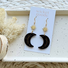 Load image into Gallery viewer, Harvest Moon Earrings, Coal