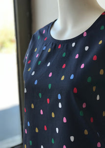 Boxy top, Multi Spots Navy