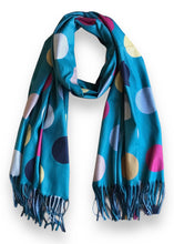 Load image into Gallery viewer, Winter Scarf - Spots on Blue