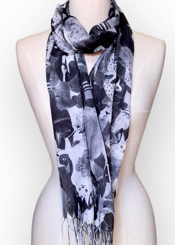 Summer Scarf - Dogs/Blk