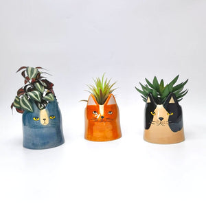 Cat Planter - Blk/Wh