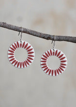 Load image into Gallery viewer, Red Flower Hoop Earrings