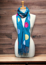 Load image into Gallery viewer, Winter Scarf - Spots on Blue