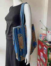 Load image into Gallery viewer, Quilted Tote Bag - Blue Tiger