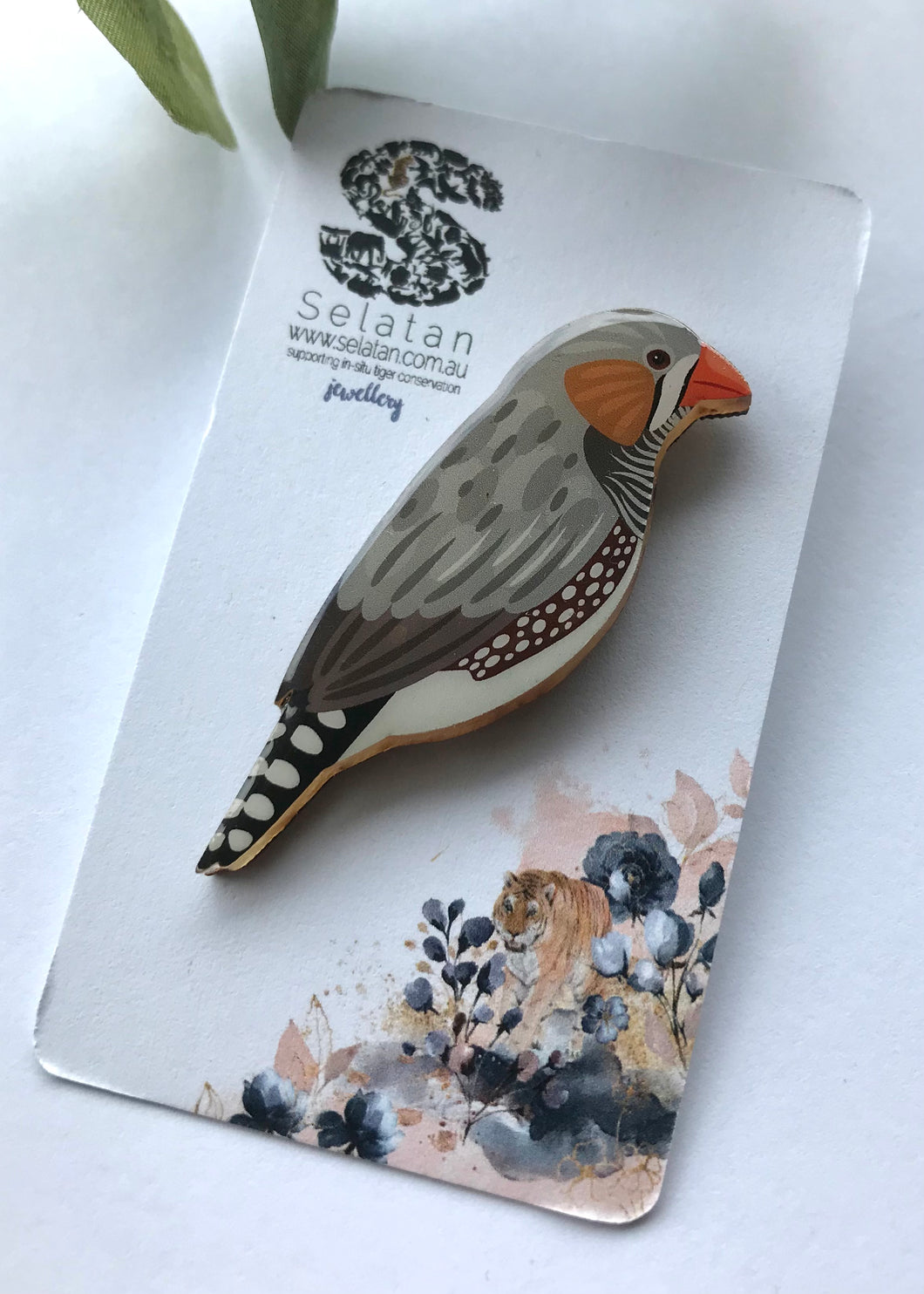 Zebra Finch Brooch