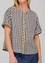 Load image into Gallery viewer, Josie Shirt - Navy Spliced Seersucker