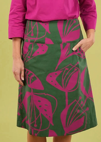 Ivy Skirt, Long - Cerise/Woodcut
