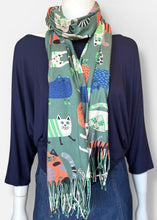 Load image into Gallery viewer, Winter Scarf - Cats/Green