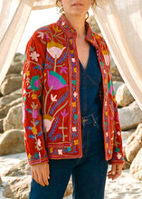 Load image into Gallery viewer, Embroidered Velvet Jacket, Red